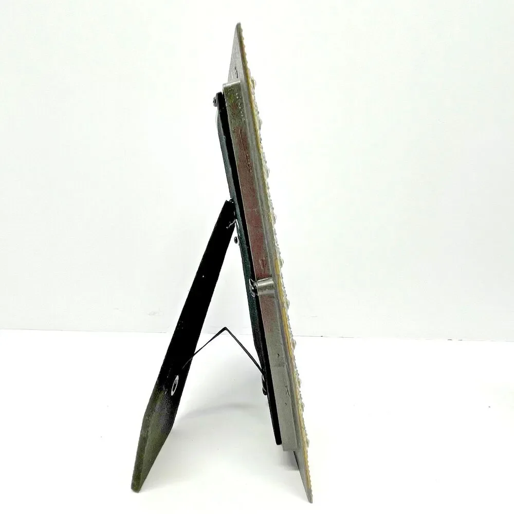 Sheffield Home set of (2) 4x6 Pewter Picture Frames-Ornate/Jeweled-Green & Gold